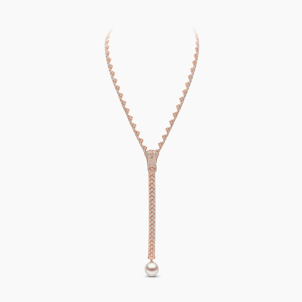 Pearl and Diamond Zipper Necklace