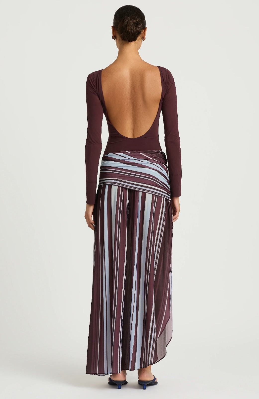 Long Sleeve Maxi Dress in Midnight Stripe