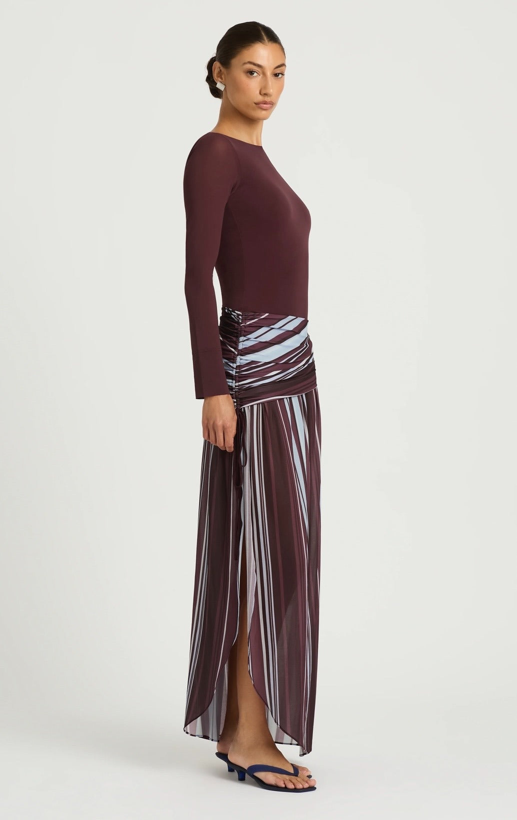 Long Sleeve Maxi Dress in Midnight Stripe