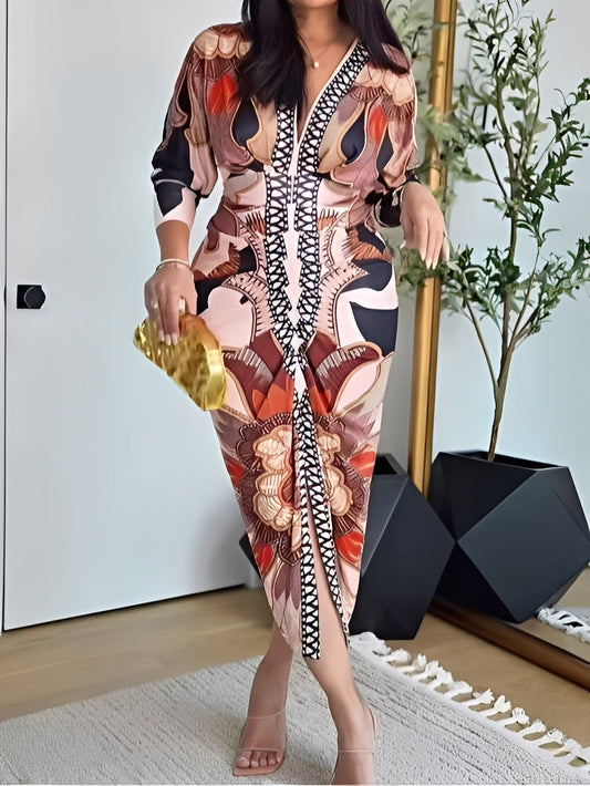 Women's Long-Sleeve Polyester Dress