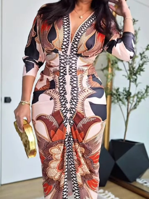 Women's Long-Sleeve Polyester Dress