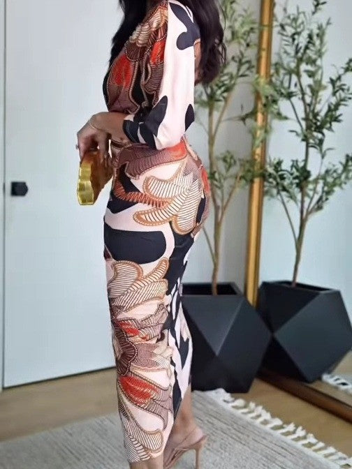 Women's Long-Sleeve Polyester Dress